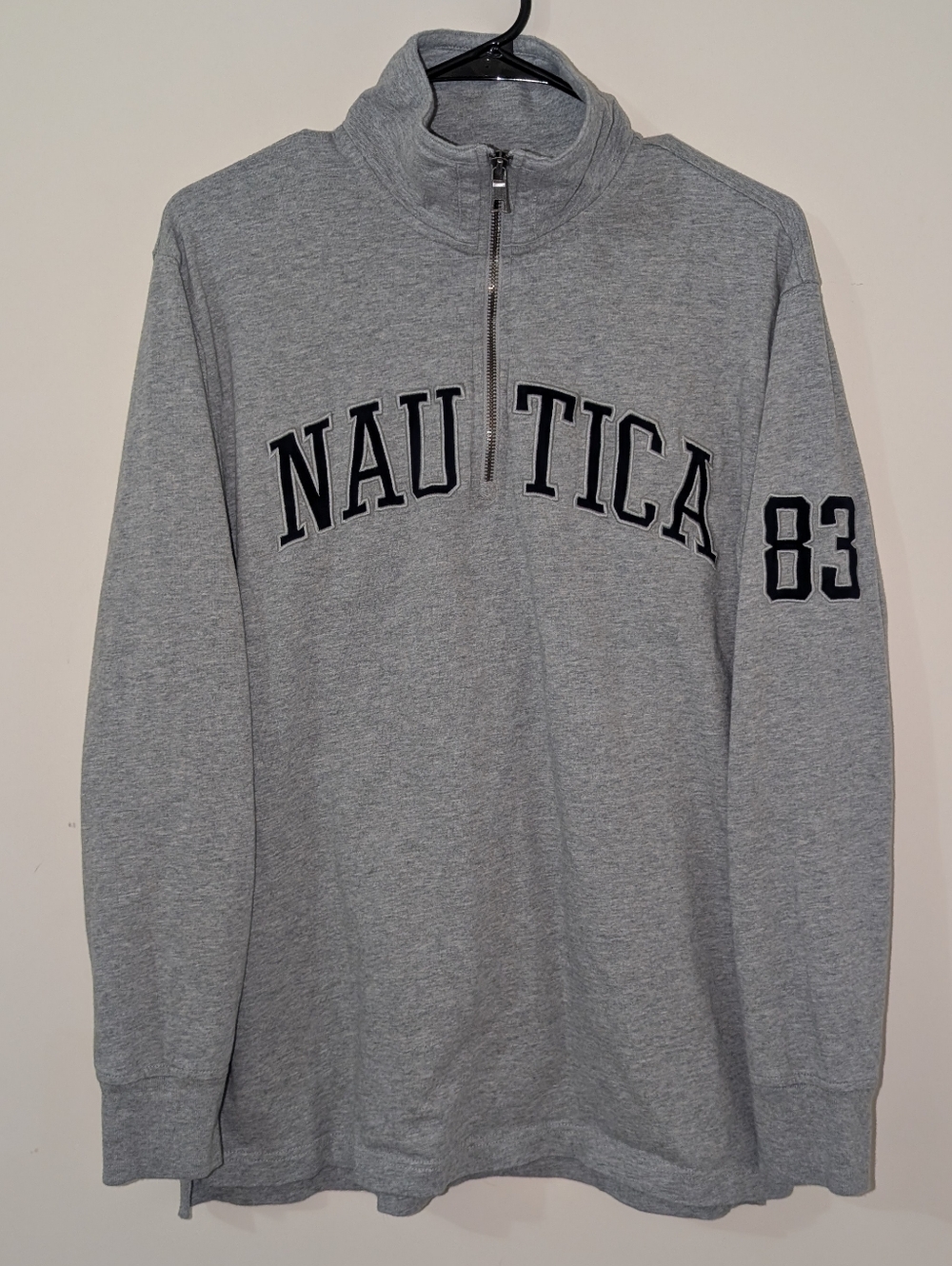 Men's Medium Nautica 83 Quarter Zip Pullover Collared Shirt Hoodie 100% Cotton